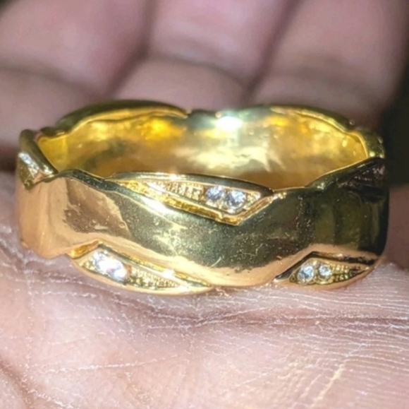 Elegant Mens Gold Plated Ring Sz 13 - Picture 12 of 16